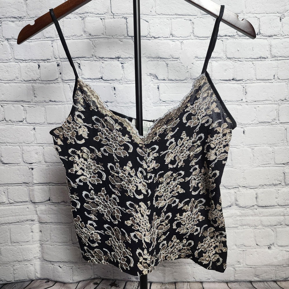 2000s black with silver & gold metallic accents, cami from Victoria's Secret